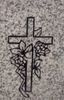 Cemetery Monument Rose and Cross Design on Gray Granite