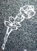 Cemetery Monument Single Rose Design-White paint on Gray Granite Cemetery Monument Single Rose Design-White paint on Gray Granite