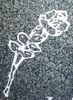 Cemetery Monument Single Rose Design-White paint on Gray Granite