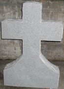 CR-1 Carved Cross Gray Granite Upright Headstone