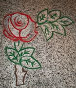 Detail of Enhanced U4 Carved Flower on G633 Gray Granite