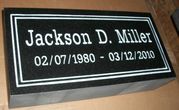 Engraved 16x8x4 Jet Black Granite Cemetery Headstone