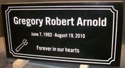 Engraved 24x12x3 Jet Black Granite Funeral Memorial