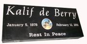 Engraved 24x12x3 Jet Black Granite Marker with Oval Ceramic Photo