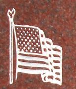 Engraved American Flag Cemetery Headstone Design 852 on India Red Granite 