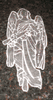 Engraved Angel Cemetery Headstone Design 120 on Night Rose Granite