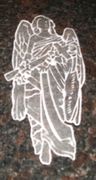 Engraved Angel Cemetery Headstone Design 120 on Night Rose Granite