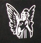 Engraved Angel Cemetery Headstone Design 122 on Jet Black Granite