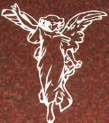 Engraved Angel Cemetery Headstone Design 167 on India Red Granite