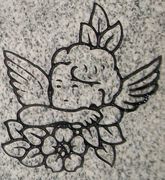 Engraved Angel Cemetery Monument Design 153 on Gray Granite