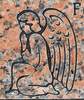 Engraved Angel Knelt In Prayer Cemetery Headstone Design 125 on Marble Red