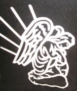 Engraved Angel Tombstone Design 127 on Black Granite