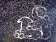 Engraved Angel with Lamb Design 155 on G654 Granite