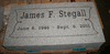 Engraved Banner Style Border Cemetery Headstone Design 1684 on Gray Granite