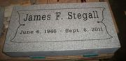 Engraved Banner Style Border Cemetery Headstone Design 1684 on Gray Granite