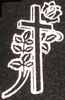 Engraved Basic Cross and Single Rose Cemetery Headstone Design 1067 on Black Granite