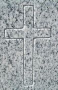 Engraved Basic Cross Cemetery Headstone Design D-25 on Gray Granite
