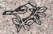 Engraved Bird on a Branch Cemetery Headstone Design 187 on Anxi Granite