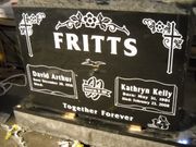 Engraved Black Double Upright Monument