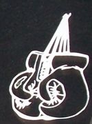 Engraved Boxing Glove Cemetery Headstone Design 1500 on Black Granite