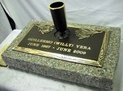 Engraved Bronze Cemetery Marker with Vase Engraved Bronze Cemetery Marker with Vase