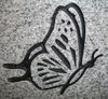 Engraved Butterfly Cemetery Headstone Design 270 on Gray Granite