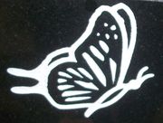 Engraved Butterfly Cemetery Memorial Design 270 on Black Granite