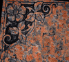 Engraved Cemetery Memorial Design 1157--Tea Rose Corner Motif on Marble Red Granite