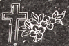 Engraved Cross and Flowers Cemetery Headstone Design 583 on Blue Pearl Granite Engraved Cross and Flowers Cemetery Headstone Design 583 on Blue Pearl Granite