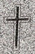 Engraved Cross Cemetery Headstone Design 590 on Gray Granite 