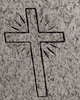 Engraved Cross Headstone Design 597 on Gray Granite