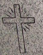 Engraved Cross Headstone Design 597 on Gray Granite