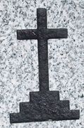Engraved Cross with Base Cemetery Headstone Design 577 on Gray Granite