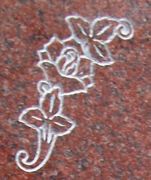 Engraved Cultivated Rose Cemetery Headstone Design D-26 on India Red Granite