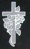 Engraved D-18 Cross and Roses Cemetery Headstone Design on Jet Black Granite