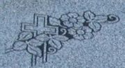 Engraved D-20 Cemetery Memorial Design --Cross and Roses on Gray Granite