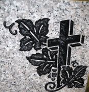 Engraved D-39 Grape Leaf and Cross Funeral Memorial Motif