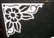 Engraved D-54 Panel Rose Cemetery Headstone Design on Black Granite