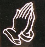 Engraved D-58 Headstone Design-Praying Hands on Black Granite