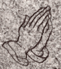 Engraved D-58 Pair of Praying Hands Cemetery Headstone Design on G614 Gray Granite Engraved D-58 Pair of Praying Hands Cemetery Headstone Design on G614 Gray Granite