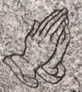 Engraved D-58 Pair of Praying Hands Cemetery Headstone Design on G614 Gray Granite