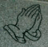 Engraved D-58 Praying Hands Cemetery Headstone Design on Gray Granite Engraved D-58 Praying Hands Cemetery Headstone Design on Gray Granite