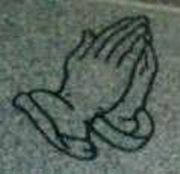 Engraved D-58 Praying Hands Cemetery Headstone Design on Gray Granite