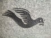  Engraved Dove Cemetery Headstone Design 206 on Gray Granite