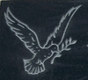 Engraved Dove with Olive Branch Cemetery Headstone Design 208 on Jet Black Granite