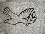  Engraved Dove with Olive Branch Cemetery Headstone Design 209 on Gray Granite