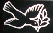 Engraved Dove with Olive Branch Headstone Design 209 on Black Granite