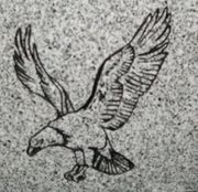 Engraved Eagle Cemetery Memorial Motif 226 on Gray Granite Engraved Eagle Cemetery Memorial Motif 226 on Gray Granite