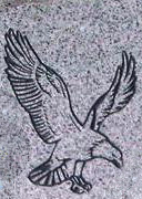 Engraved Eagle in Flight Cemetery Headstone Design 226