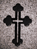 Engraved Eastern Style Cross Headstone Design 579 on Gray Granite